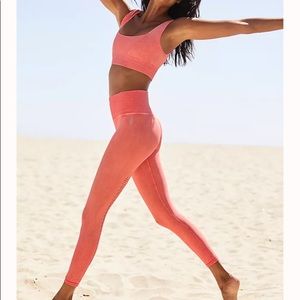NEW Free People Good Karma High Rise 7/8 Midi Leggings - XS/S - Coral Reef
